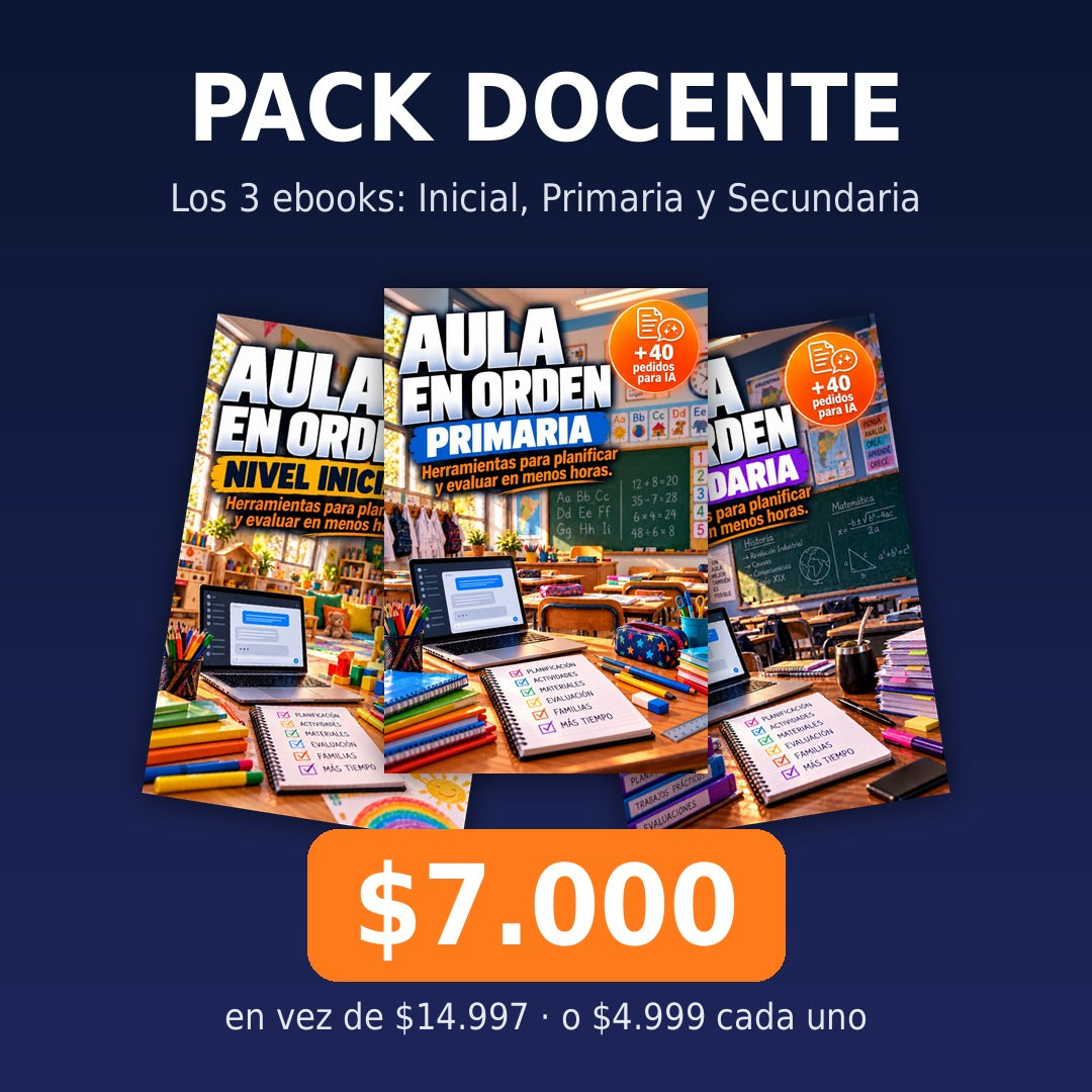 Pack Docente Aula en Orden | Los 3 ebooks: Inicial, Primaria y Secundaria