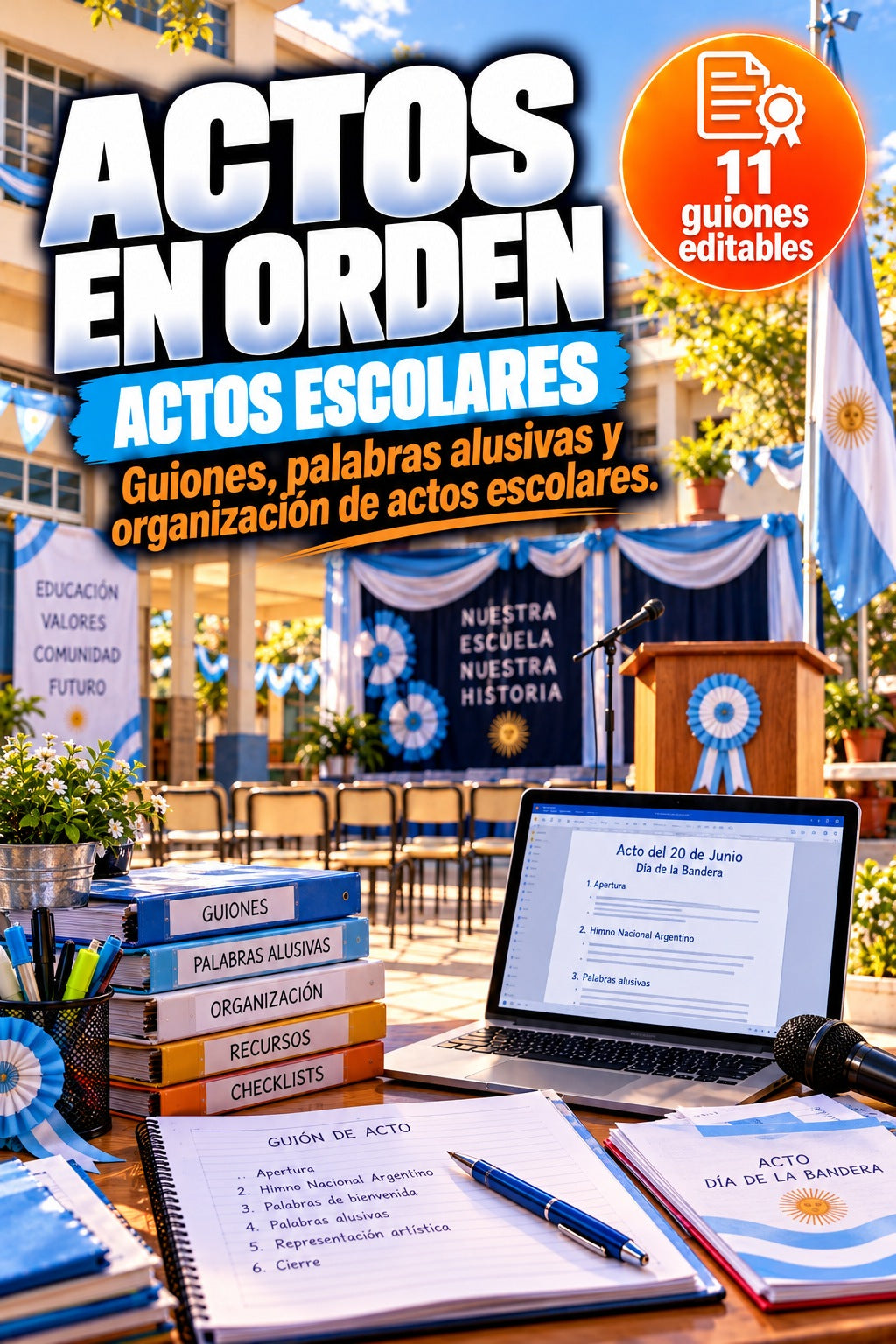 Actos en Orden | 11 guiones de actos escolares con glosas y palabras alusivas (Word editable)